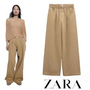 ZARA | Camel | Z1975 HIGH RISE WIDE LEG JEANS
